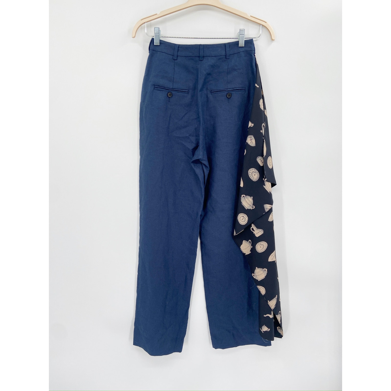 Puppets And Puppets Navy Blue Black Teapot Wide Leg Skant Trouser Pant 4 Nwt — image 7 of 8